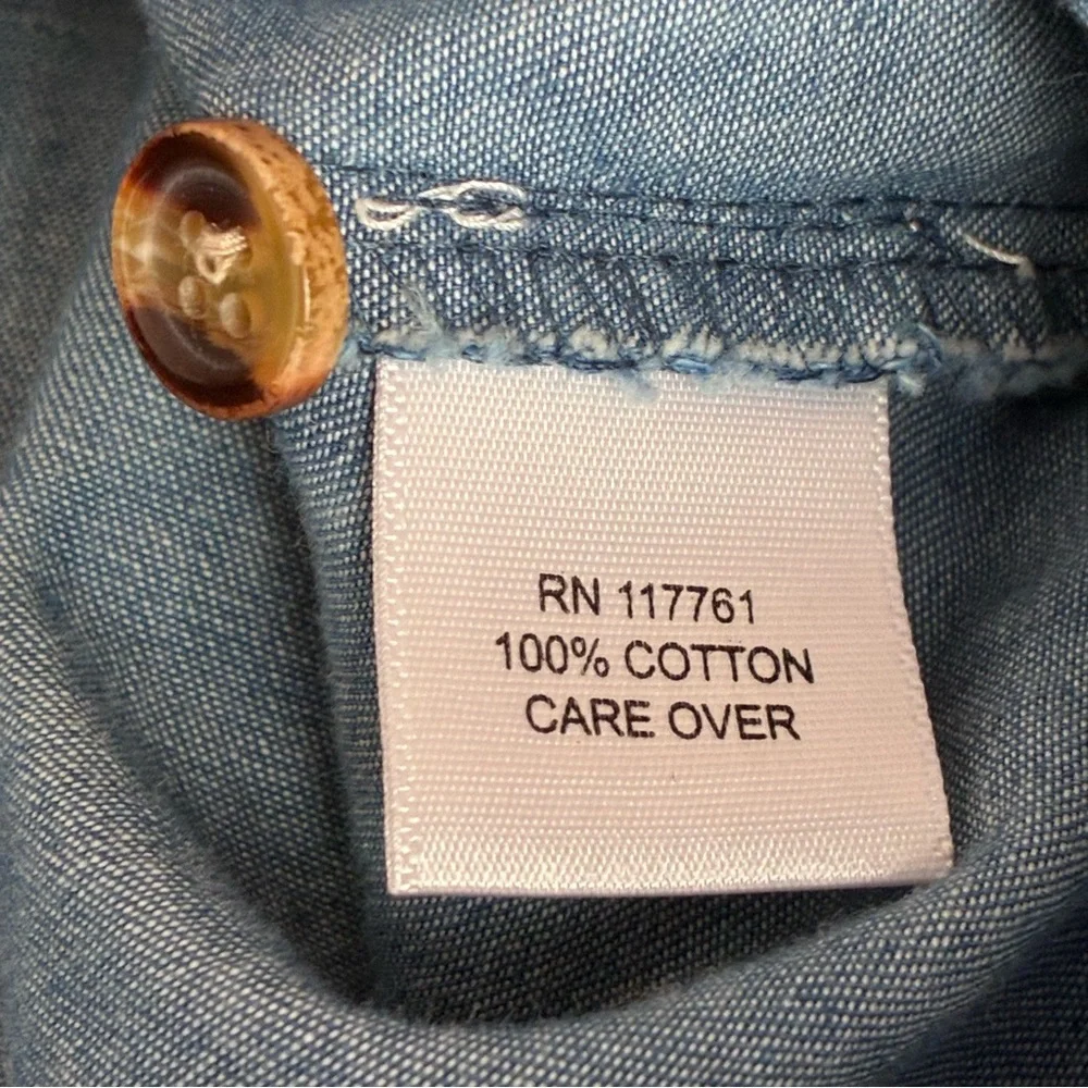 Speed Limit Chambray Dress Womens 1X Plus 3/4 Tan Sleeves Detached Belt Button - Picture 4 of 7